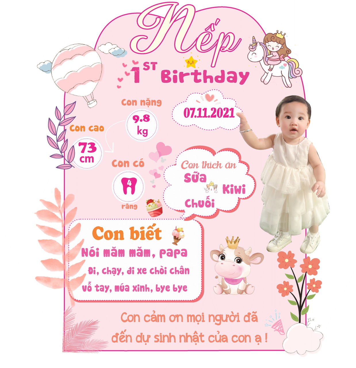 Bảng thành tích, Bảng ảnh sinh nhật cho bé (cao 30-40cm tùy mẫu )