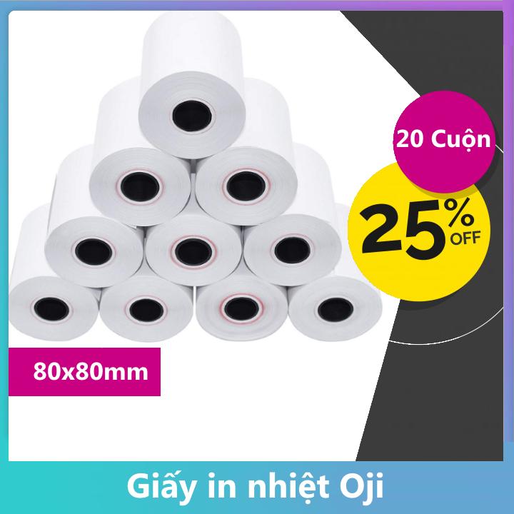 20 Cuộn Giấy In Nhiệt Dùng Cho Máy In Bill K80 Phi 80 (80x80mm)