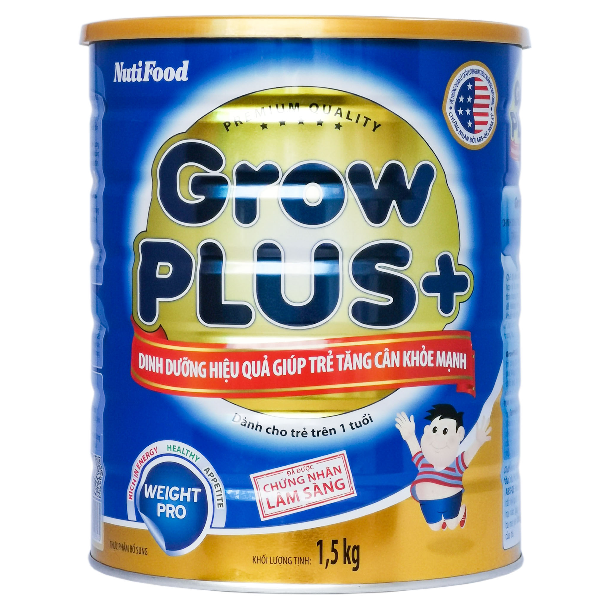 Sữa Bột Nutifood Grow Plus+ Xanh 1+/2+ Hộp 1,5kg (Dinh dưỡng hiệu quả giúp trẻ tăng cân khỏe mạnh từ 1~10 tuổi)