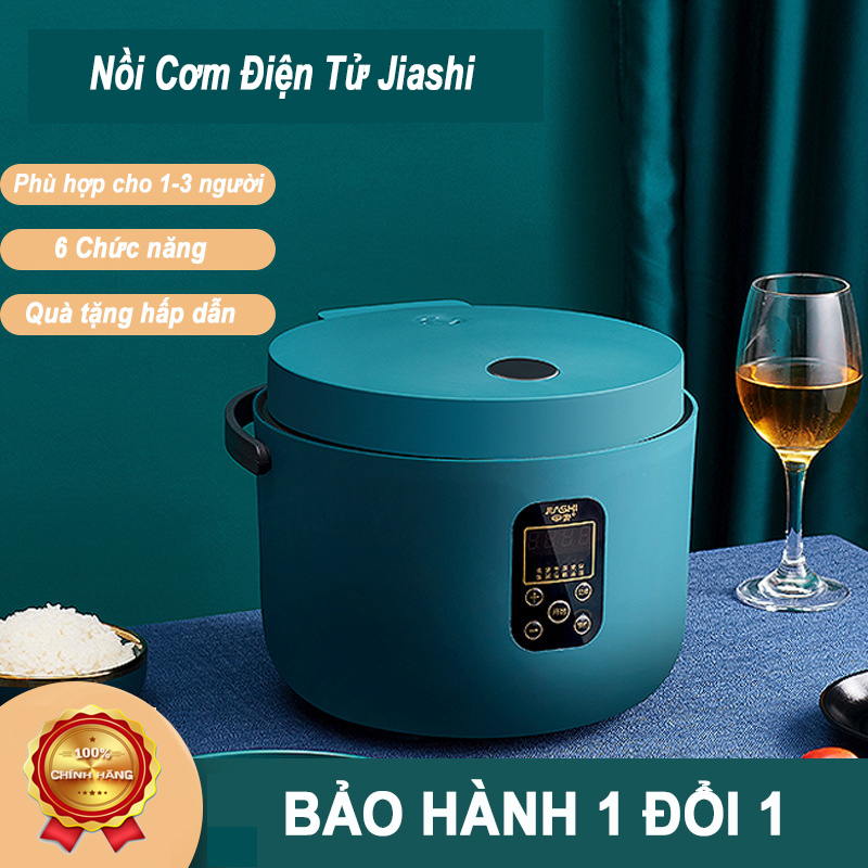 Nồi cơm điện tử mini đa năng Jiashi 3L - Lòng nồi hợp kim nhôm tráng men đá Ceramic chống dính cao cấp - Noi com dien cho gia đình 2-3 người ăn - 6 Chức năng nấu đa năng - Hành chính hãng - Bảo hành 6 tháng  NCD03