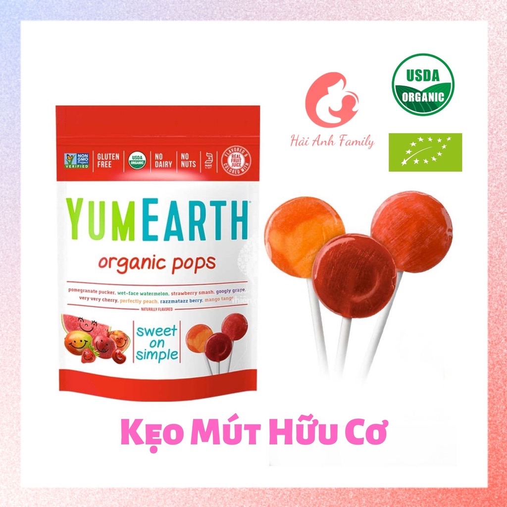 Kẹo Mút Hữu Cơ Cho Bé Yumearth Organic Pops (1 Cây)