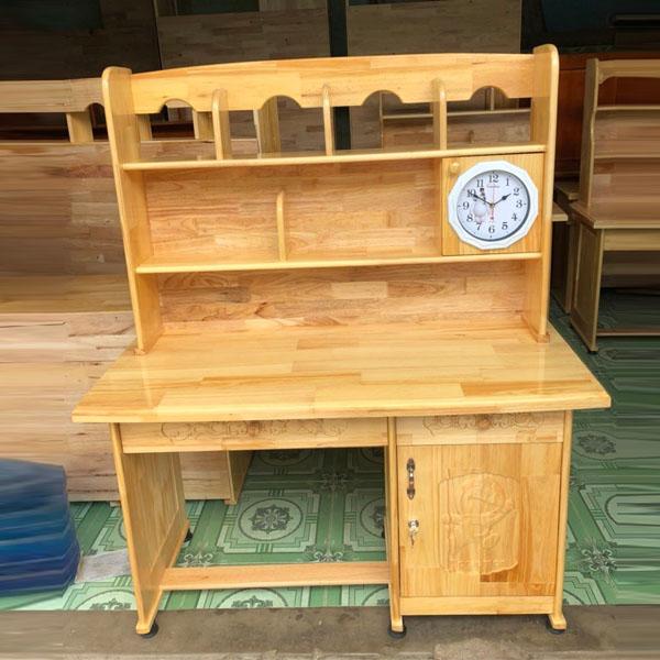 BÀN HỌC GỖ THÔNG 1,2M CÓ ĐỒNG HỒ , BÀN HỌC SINH , BÀN GỖ