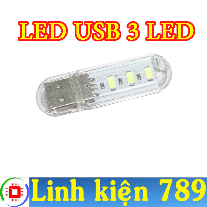 Đèn led usb 3 led sáng trắng - linh kiện 789