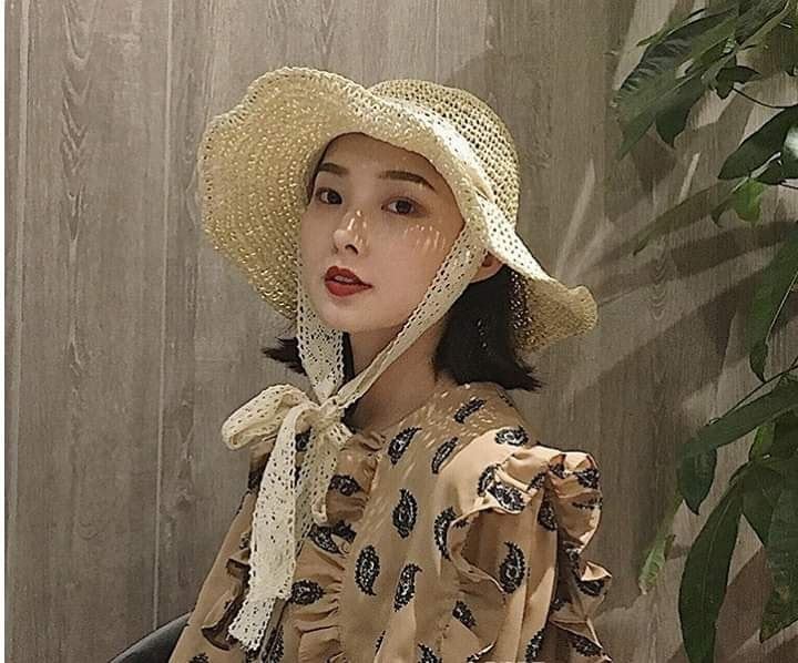 Nón cói dây ren tiểu thư