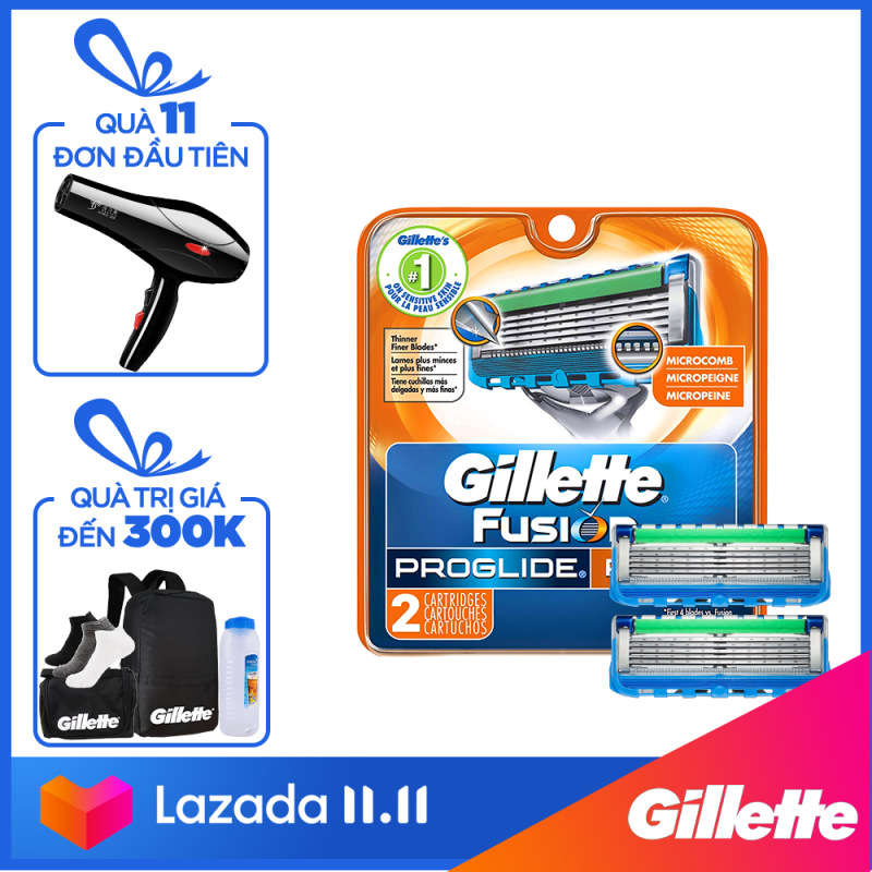 [12-15.11 Tặng Túi du lịch Gillette khi mua sản phẩm lẻ Gillette từ 149k] Lưỡi dao cạo râu Gillette Fusion5 Proglide Power ( 2 lưỡi/vỉ ) nhập khẩu