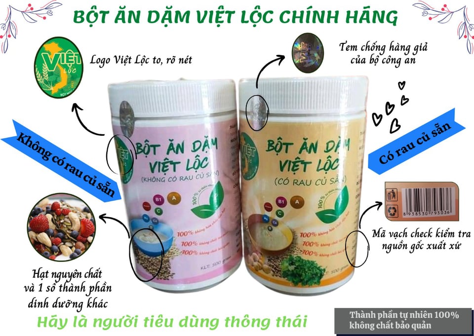 bột ăn dặm Việt Lộc dành cho bé (4m - 10m)