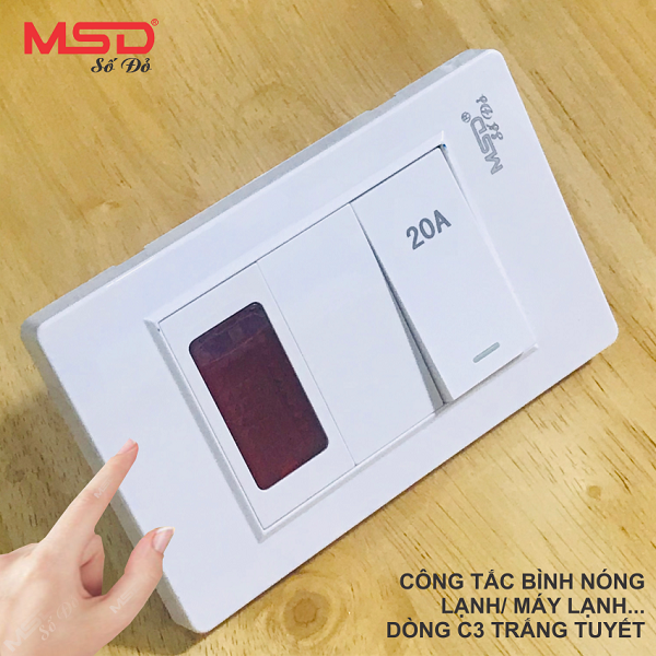 HẠT CÔNG TẮC 2 CỰC 20A  - DÒNG C3 MÀU TRẮNG [ CÔNG TẮC MÁY NƯỚC NÓNG]