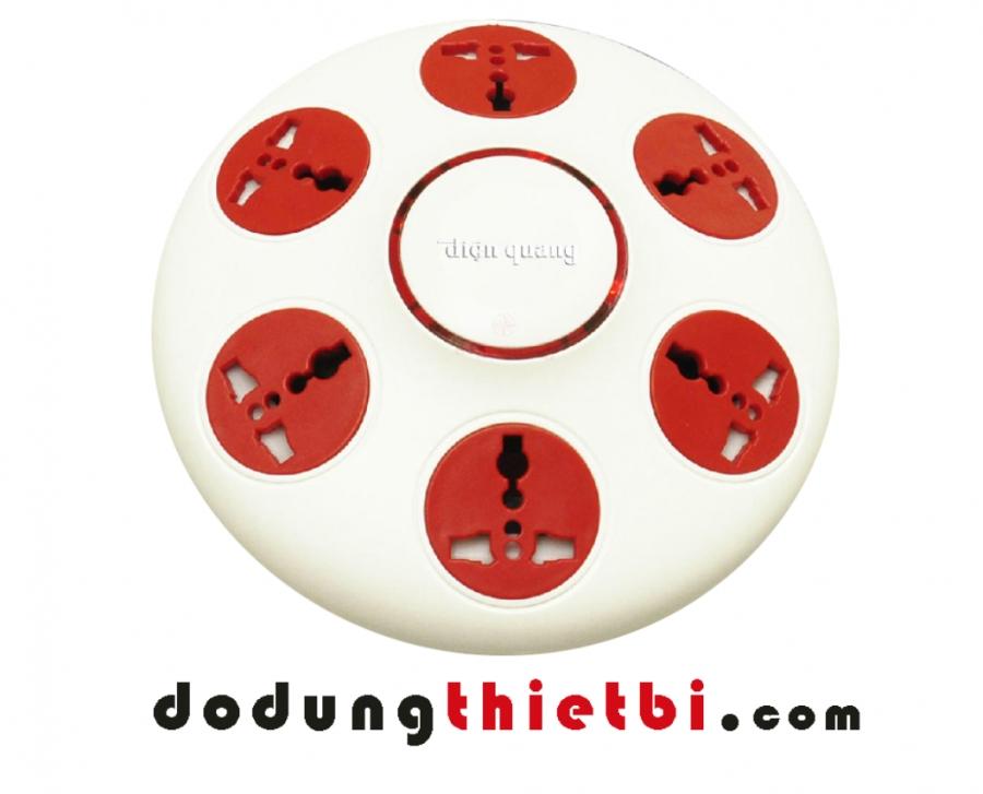 [HCM]Ổ cắm điện quang 3 chấu UFO 6 2M (Trắng phối đỏ)
