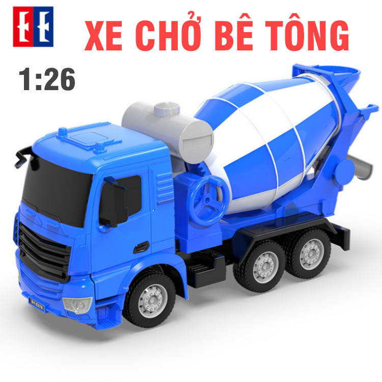 Mô hình xe chở bê tông đồ chơi trẻ em - xe ô tô tỉ lệ 1:26 bằng nhựa Double E
