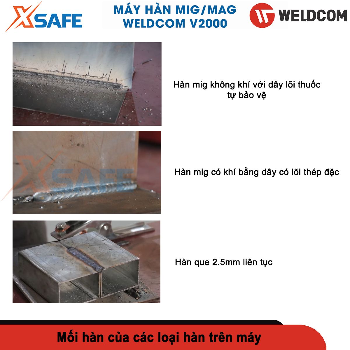 Welding machine MiG weldcom V2000 multi function welding MiG, Tig, Rod, circle nice welding ngấu deep, easy cleaning slag after welding-genuine-xsafe