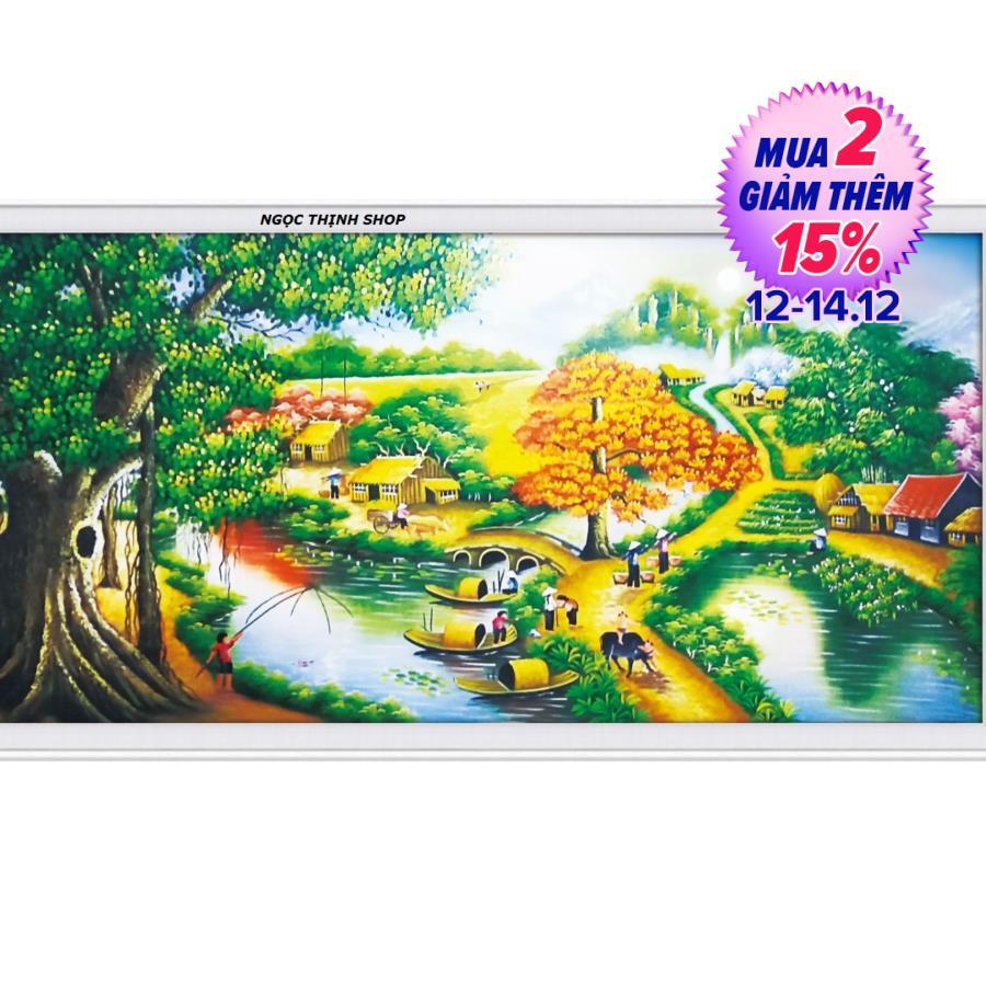 Tranh thêu chữ thập Làng Quê Yên Bình 88904 - KT:76x41cm Siêu Thị Tranh Thêu