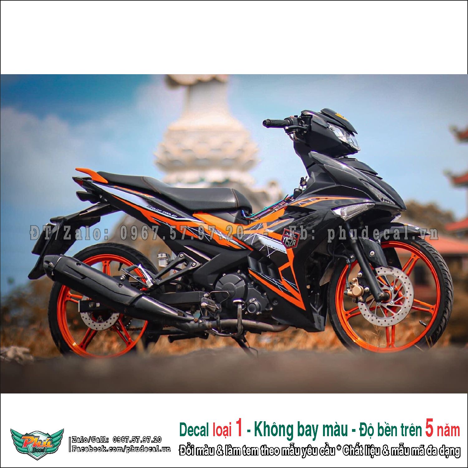 Tem rời Exciter 150 cam đen chỉ