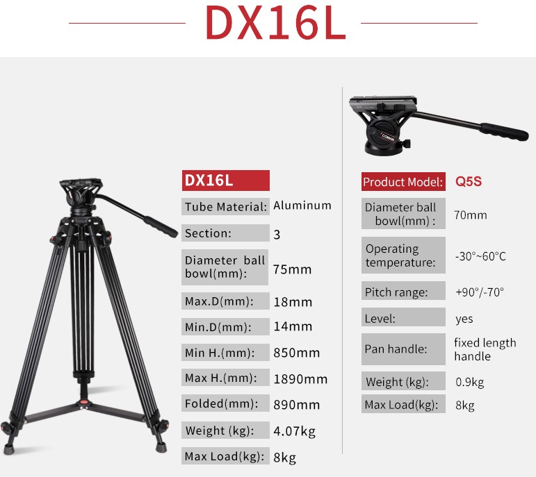 [HCM]Chân máy quay Coman DX16LQ5S