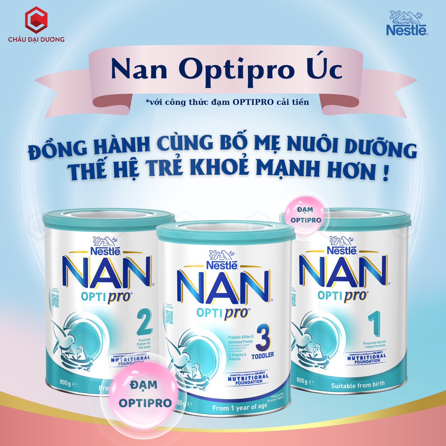 Sữa NAN OPTIPRO ÚC lon 800gram đủ số dinh dưỡng cho bé