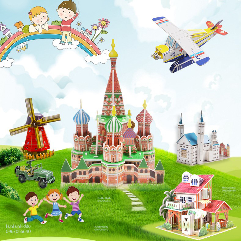 Đồ chơi nhà mô hình 3D bằng xốp cho bé