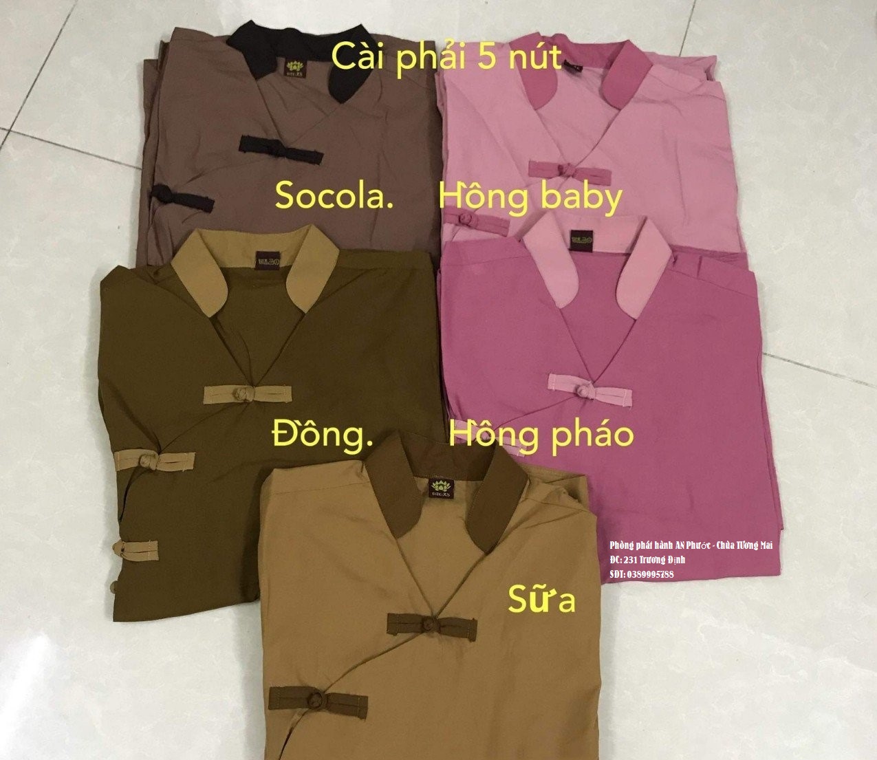 Bộ Phật Tử nữ - Mẫu 5 nút cài phải