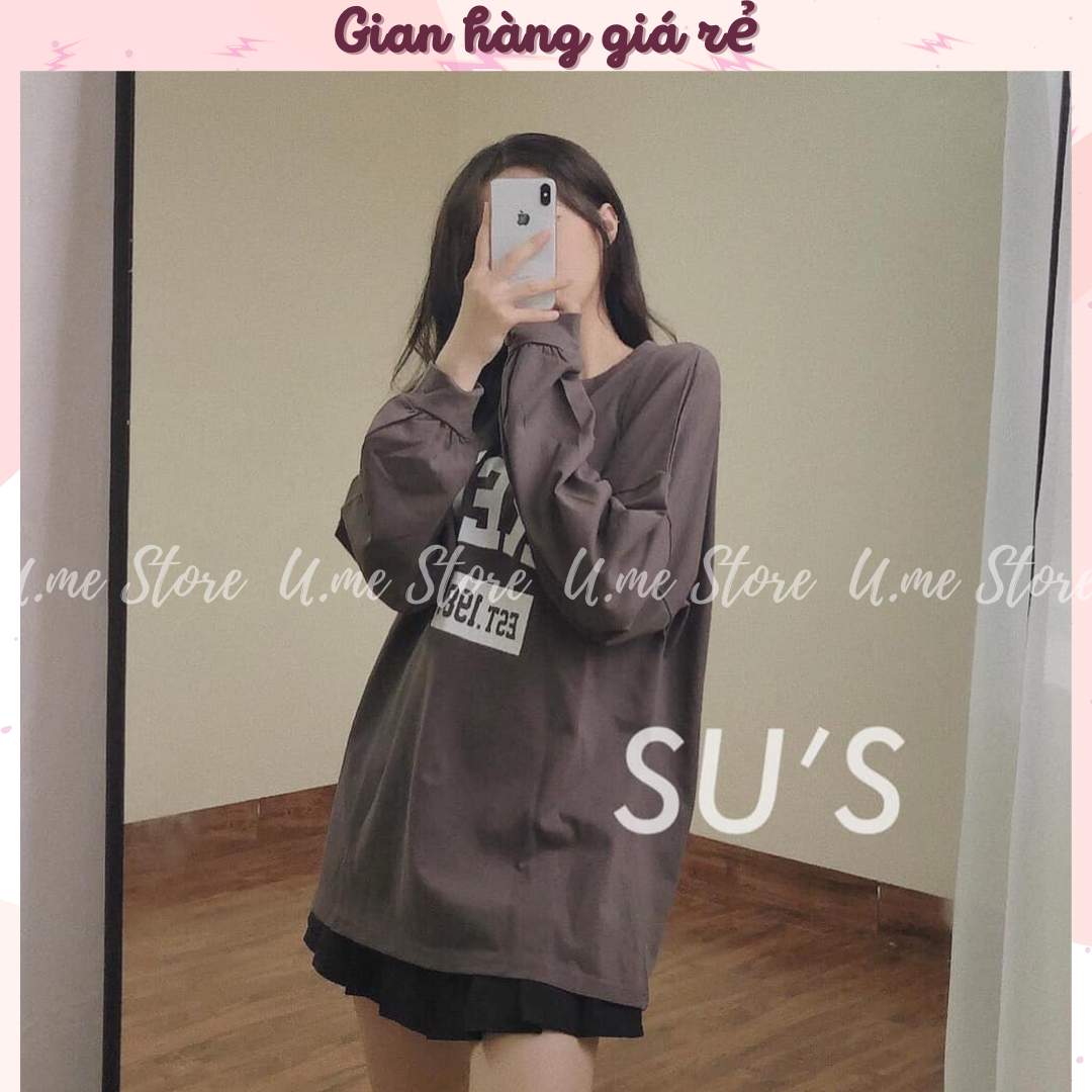 Áo thun thu đông CREW pull dài tay, tay bo phong cách basic nhiều màu Áo phông nữ pull dài tay form thụng