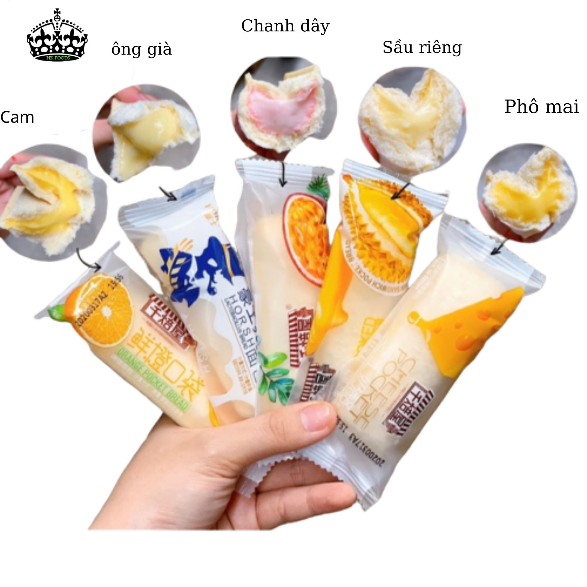 compo 10 cái Bánh sữa chua có 5 vị cam chanh truyền thống sầu riêng phomai - Đồ ăn vặt nội địa Trung - ATTP