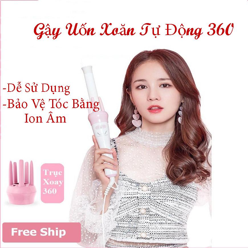 Máy uốn tóc xoăn xoay tự động 360 - gậy uốn xoăn tóc- máy uốn tóc đa năng- máy xoăn sóng cao cấp, lỗi 1 đổi 1 ,số hiệu 00123