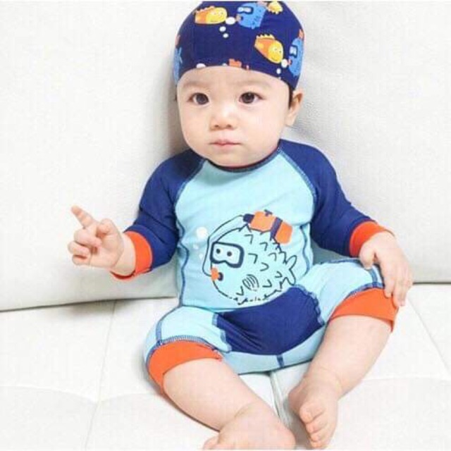 Đồ bơi cho bé, set đồ bơi cho bé kèm mũ