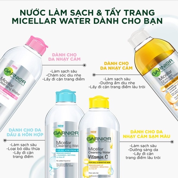 [HOÀN TIỀN 15%]Nước Tẩy Trang Garnier Skin Active 400ml Pháp