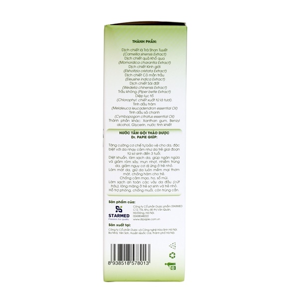 Nước tắm gội thảo dược Dr PaPie cho bé 230ml