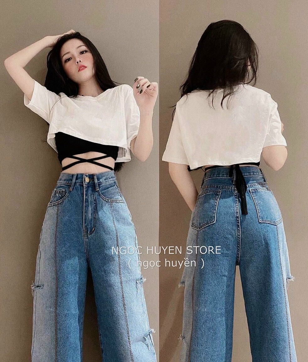 Sét áo croptop và áo cột dây form chuẩn