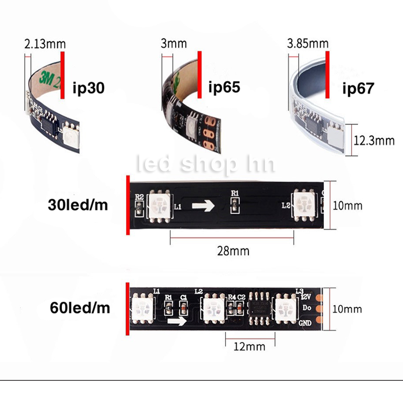 Dây Đèn led WS2811 ARGB ws2811 DC12V dài 5M 60Led/1m