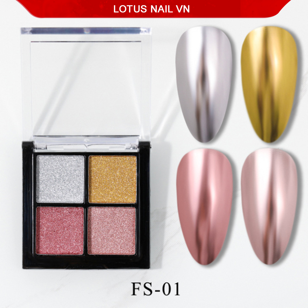 Set tráng gương nén 4 màu trang trí móng