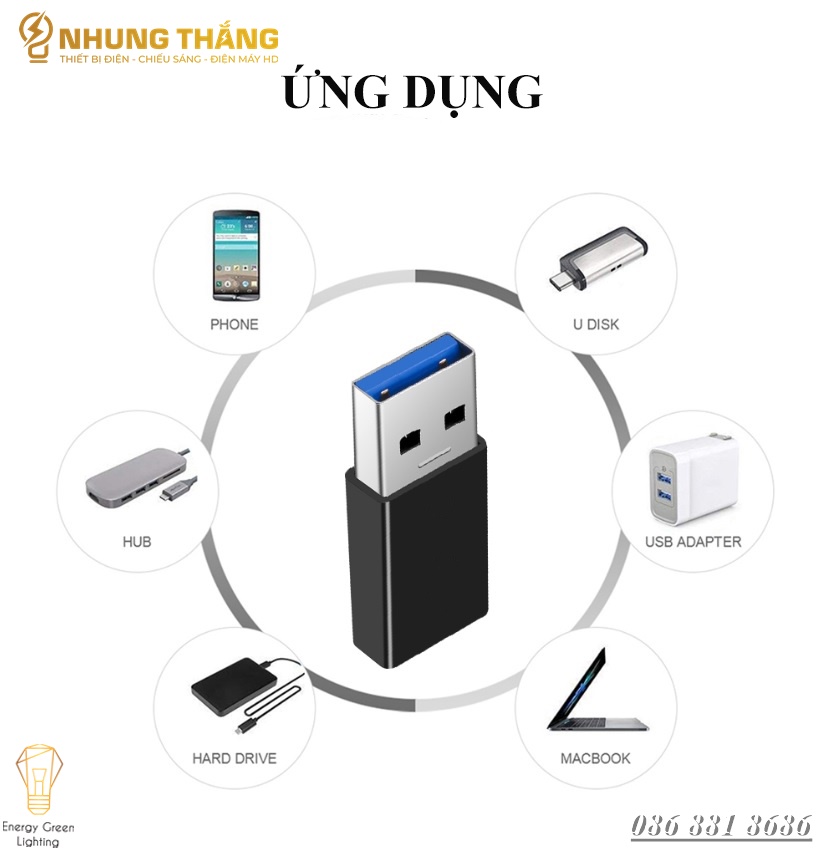 Đầu Chuyển Đổi Từ Cổng Type C - Sang USB 3.0 Chuyên Dụng