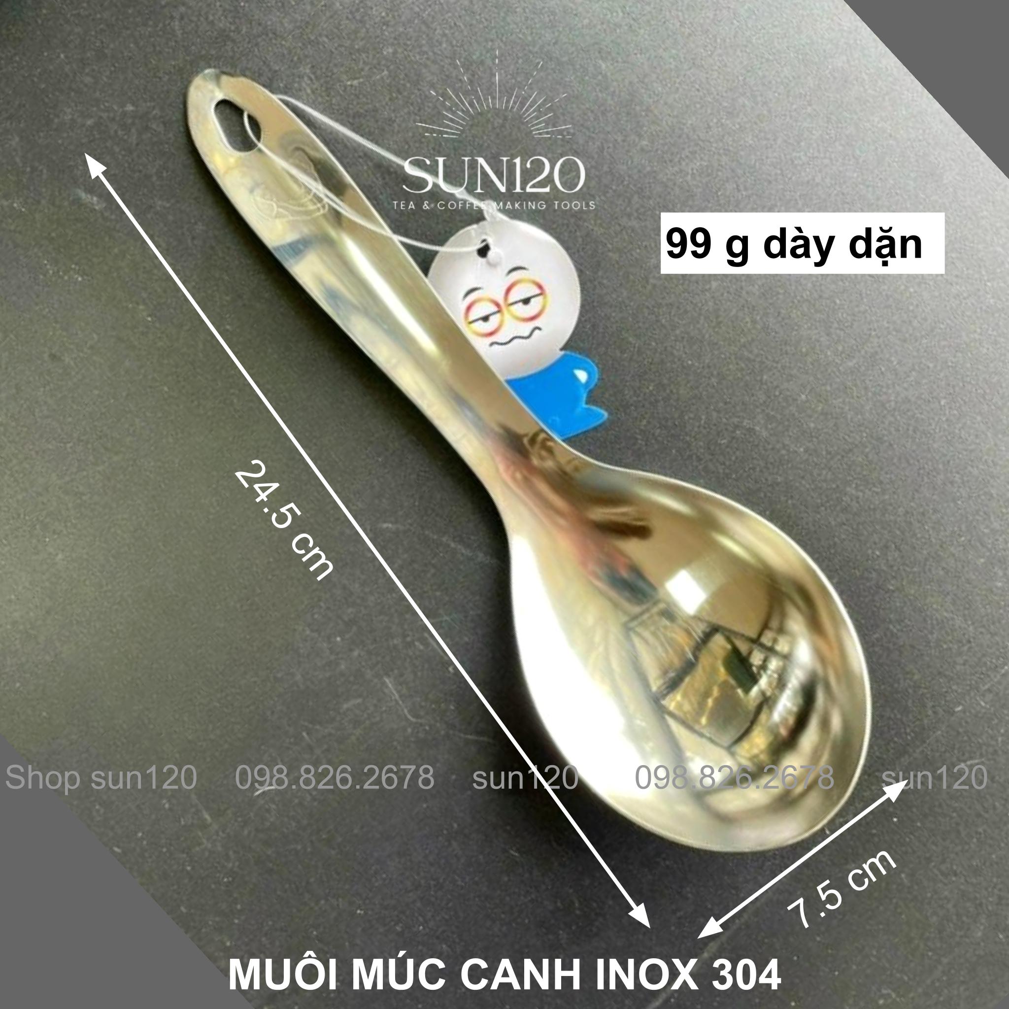 Muôi múc canh inox 304 sáng bóng dày đẹp manh ho muỗng múc canh inox