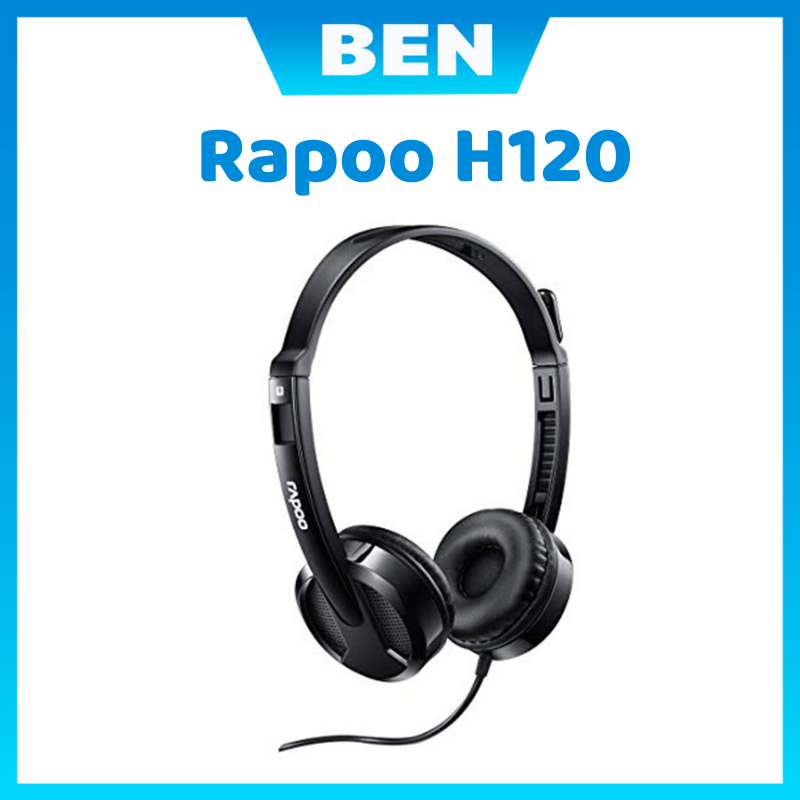 Tai nghe có dây chụp tai rapoo h120 , jack cắm usb - bảo hành 12 tháng - ben computer