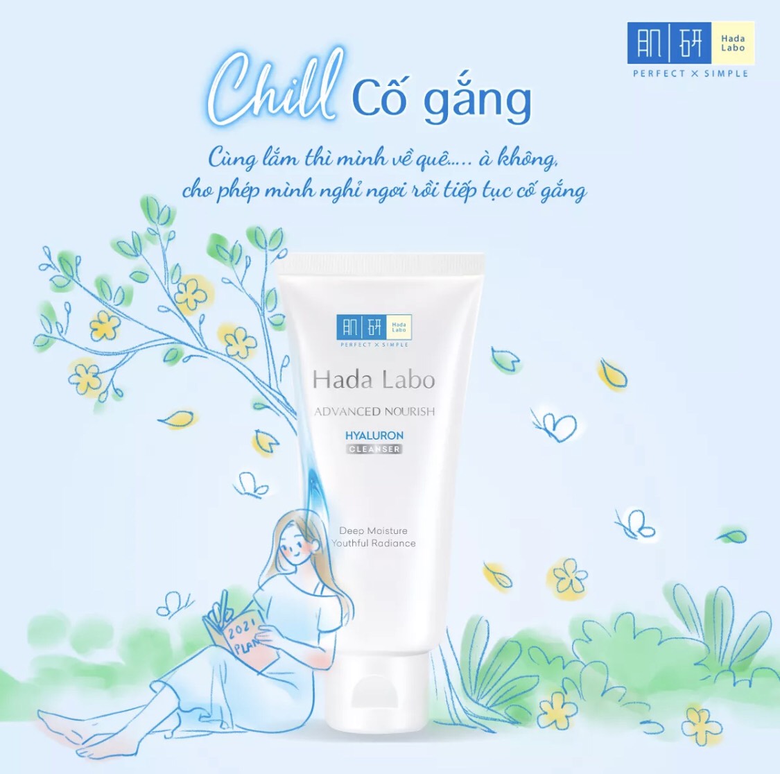 Bộ 3 sản phẩm Hada Labo Advanced Nourish (Kem rửa mặt 80g + Dung dịch dưỡng da thường 100ml + Kem dưỡng 50g)