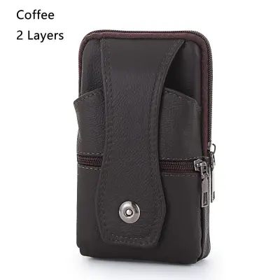 Genuine Leather Men Messenger Bags Crossbody Cell Phone Bags Vintage Handbags Fanny Pack Waist Bag Belt Case