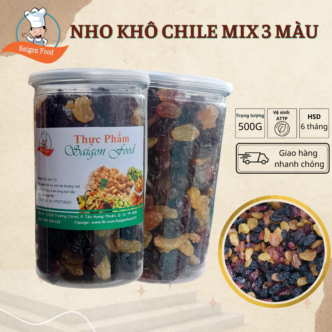 Nho chile nhập khẩu mix 3 màu saigonfood 500g