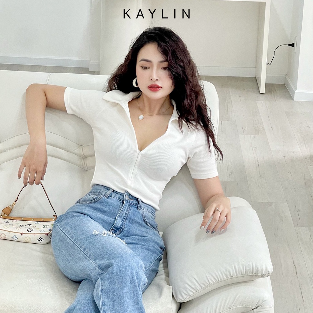 Áo thun nữ gân Croptop Freesize ôm Body kiểu tay lỡ có cổ KAYLIN- N1651