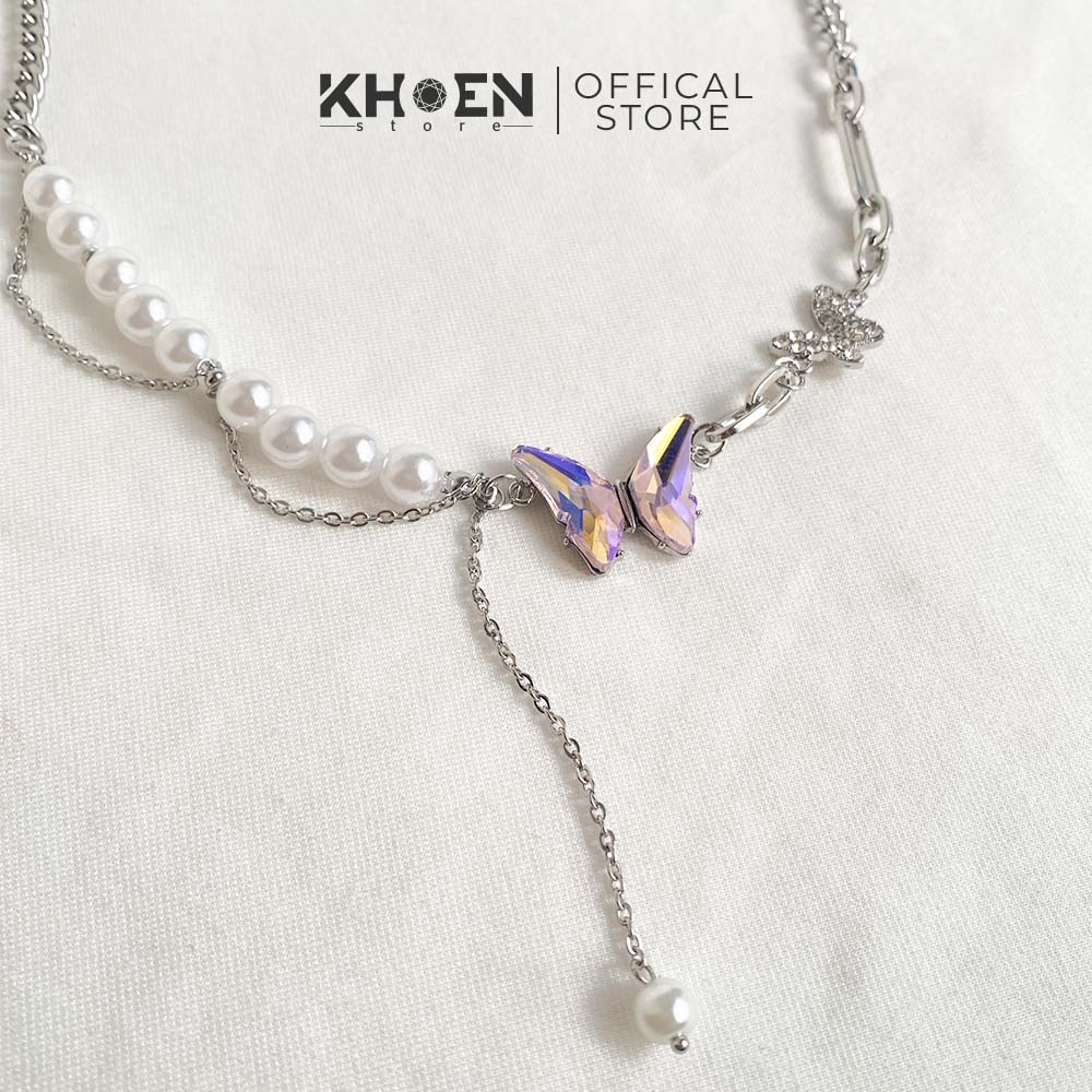 Vòng cổ bướm đá - titan - khoen store