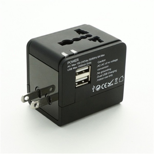 Ổ Cắm Điện Đa Năng Quốc Tế kèm 2 cổng USB (dùng đi du lịch)