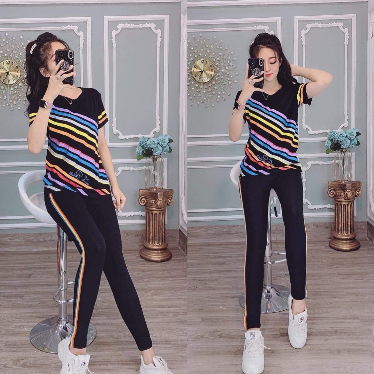 SÉT ĐỒ BỘ NỮ PHỐI SỌC ĐA SẮC MÀU ĐỘC ĐÁO