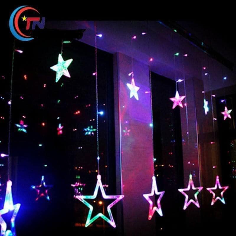 Đèn Nháy Thả Mành Hình Ngôi Sao, Đèn Trang Trí Tết, Noel, Decor Nhà Cửa, Phòng Khách, Phòng Ngủ