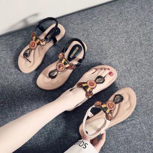 [HCM]Giày sandal đế bệt đính ngọc