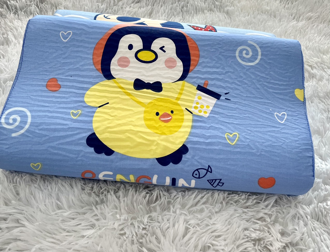 Gối cao su non 3D cho bé cao cấp vải cotton