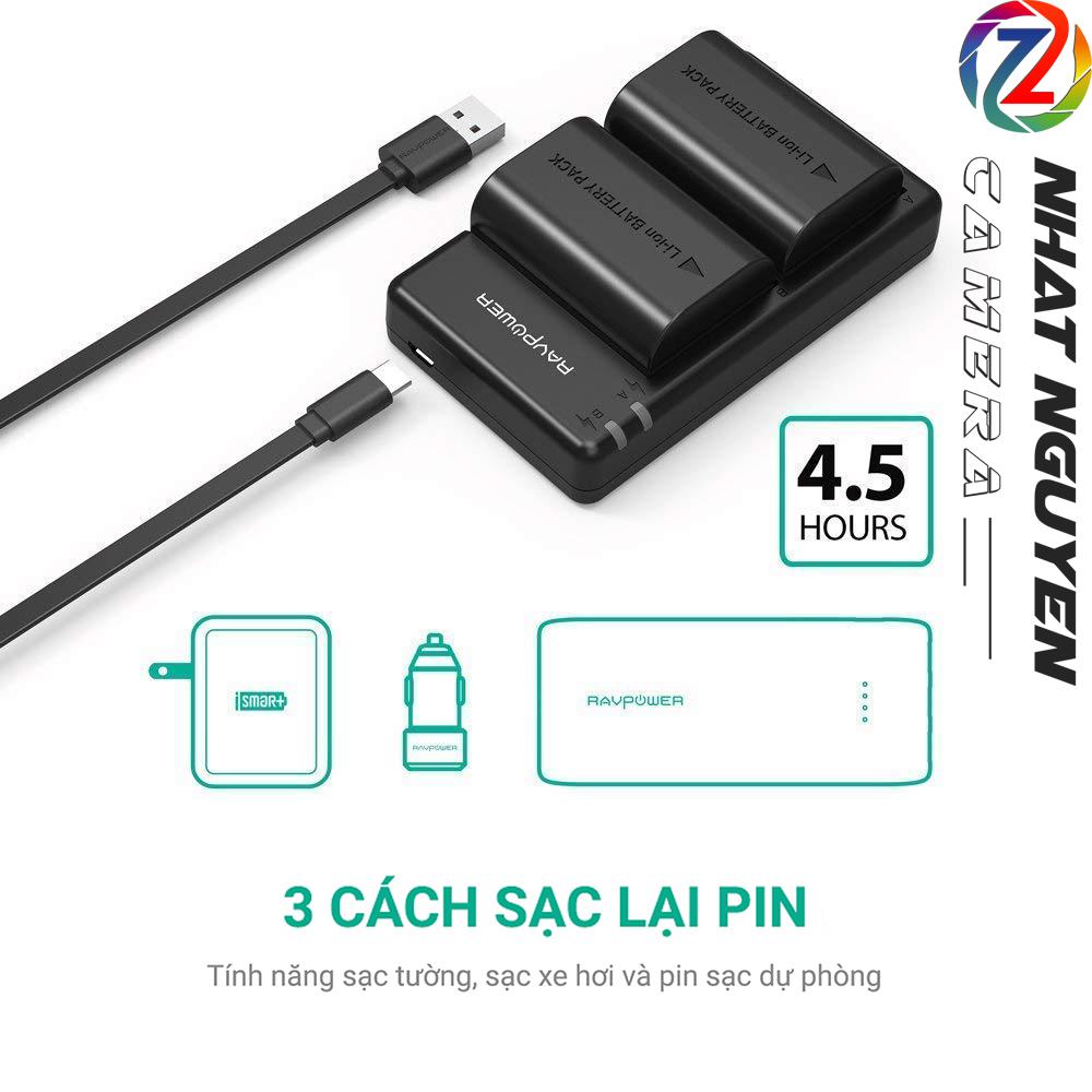 [HCM]Bộ 2 pin và 1 sạc đôi RAVPower LP-E6N  LP-E6 cho Canon