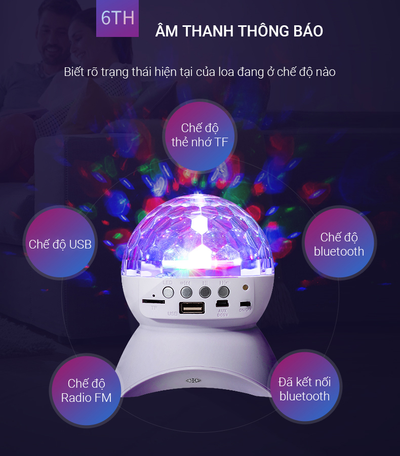 Loa bluetooth đèn LED 7 màu L-740 hiệu ứng ánh sáng lấp lánh xoay chuyển như trong quán bar vũ trường rất đẹp mắt - Bảo hành 12 tháng