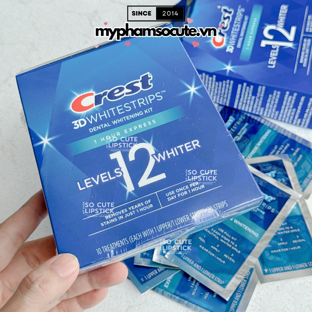 Miếng Dán Trắng Răng Crest 3D White Whitestrips 1 Hour Express - Professional Effects Level 18