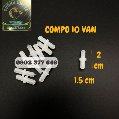 Bộ combo 10 ống nối 2 đầu dây oxy hồ cá cảnh màu trắng