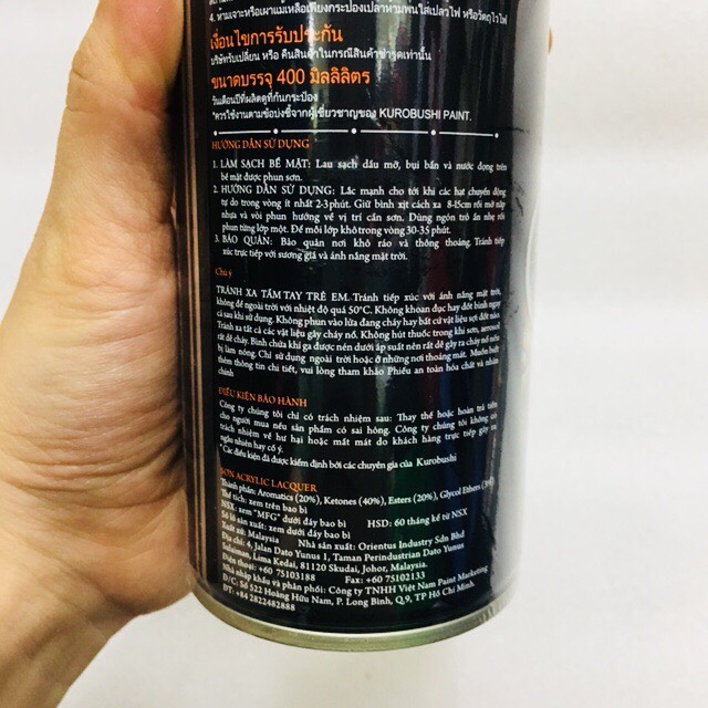 Sơn Xịt Samurai - 30/109 MÀU ĐEN BÓNG 400ML