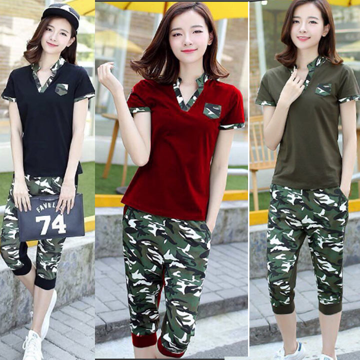 Bộ đồ thể thao nữ phối lính TT122