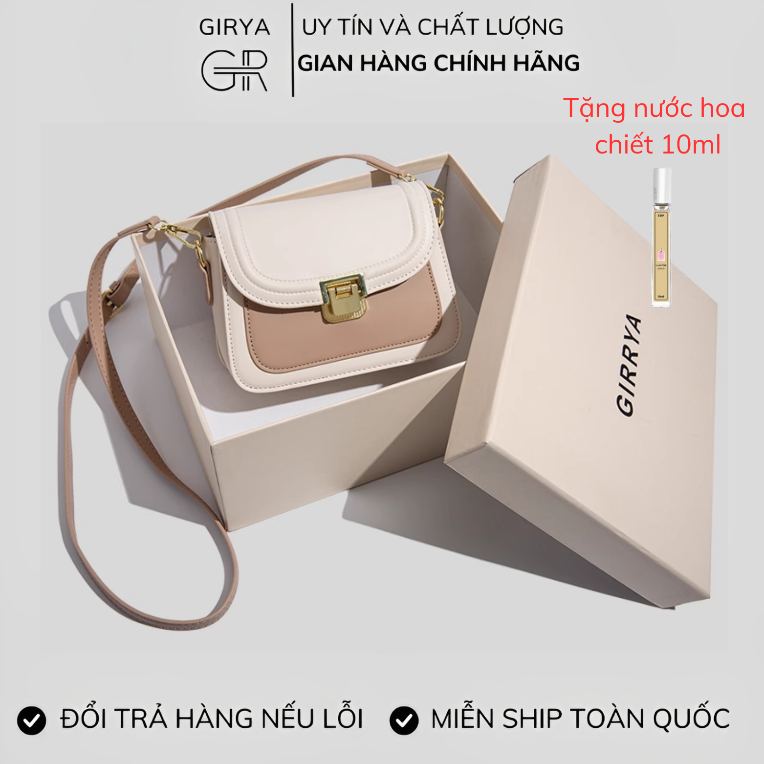 Túi xách nữ đeo vai GIRYA M12 - Túi xách nữ nhỏ thiết kế kiểu Pháp mẫu mới 2023, túi xách messenger nhiều ngăn size 19cm