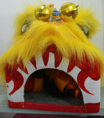 Lion Dance Head for Children 2-5 Years Old (1 Small Lion + 1 Drum + 1 Gong)